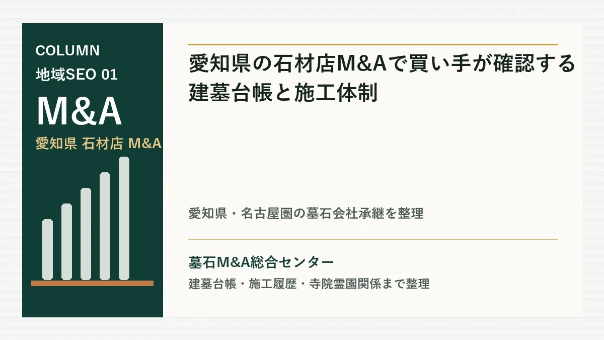 愛知県の石材店M&Aで買い手が確認する建墓台帳と施工体制のアイキャッチ画像